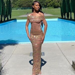 Custom rhinestone see through mesh